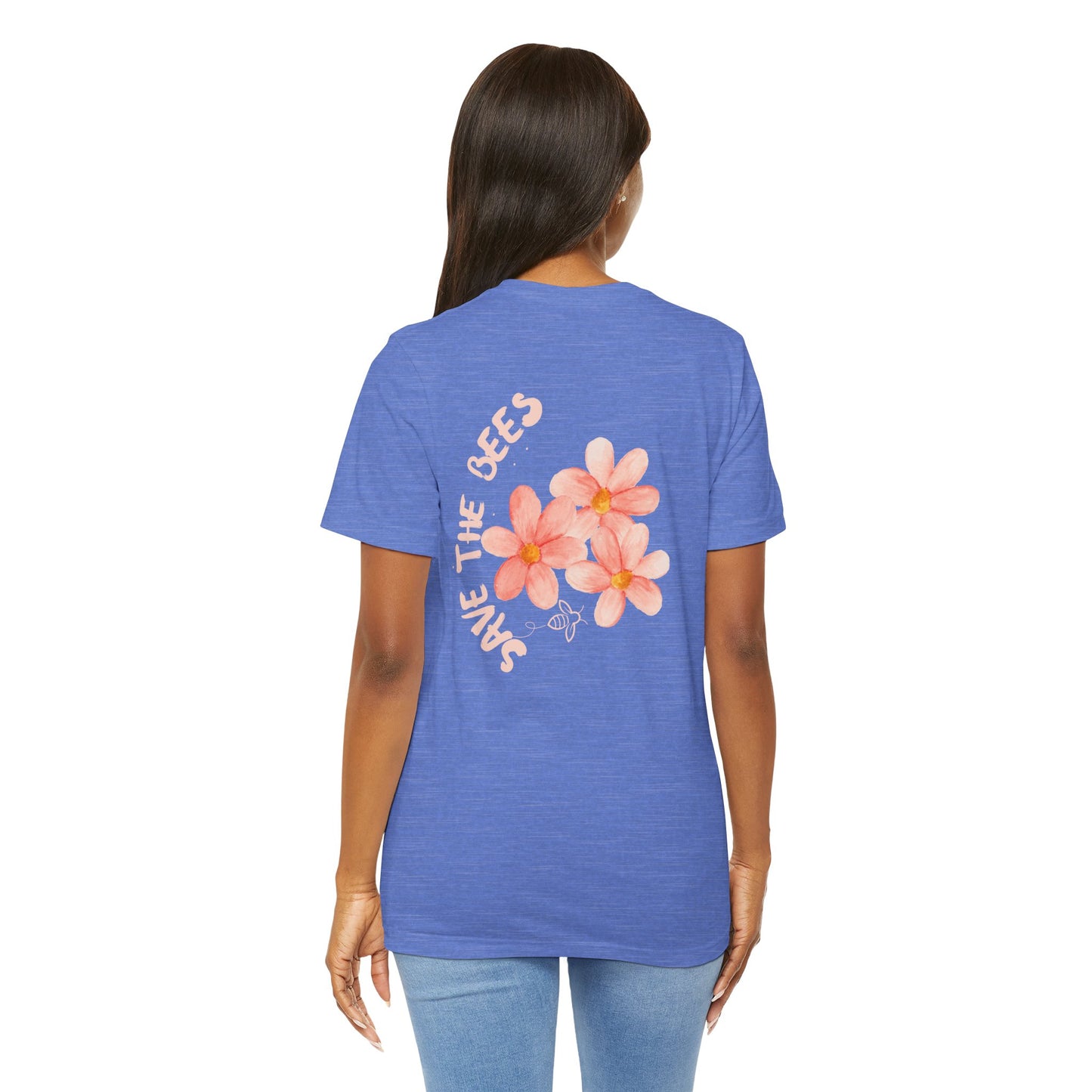 Save the Bees Peach Tree Bloom Unisex Tee - Eco-Friendly Short Sleeve Shirt