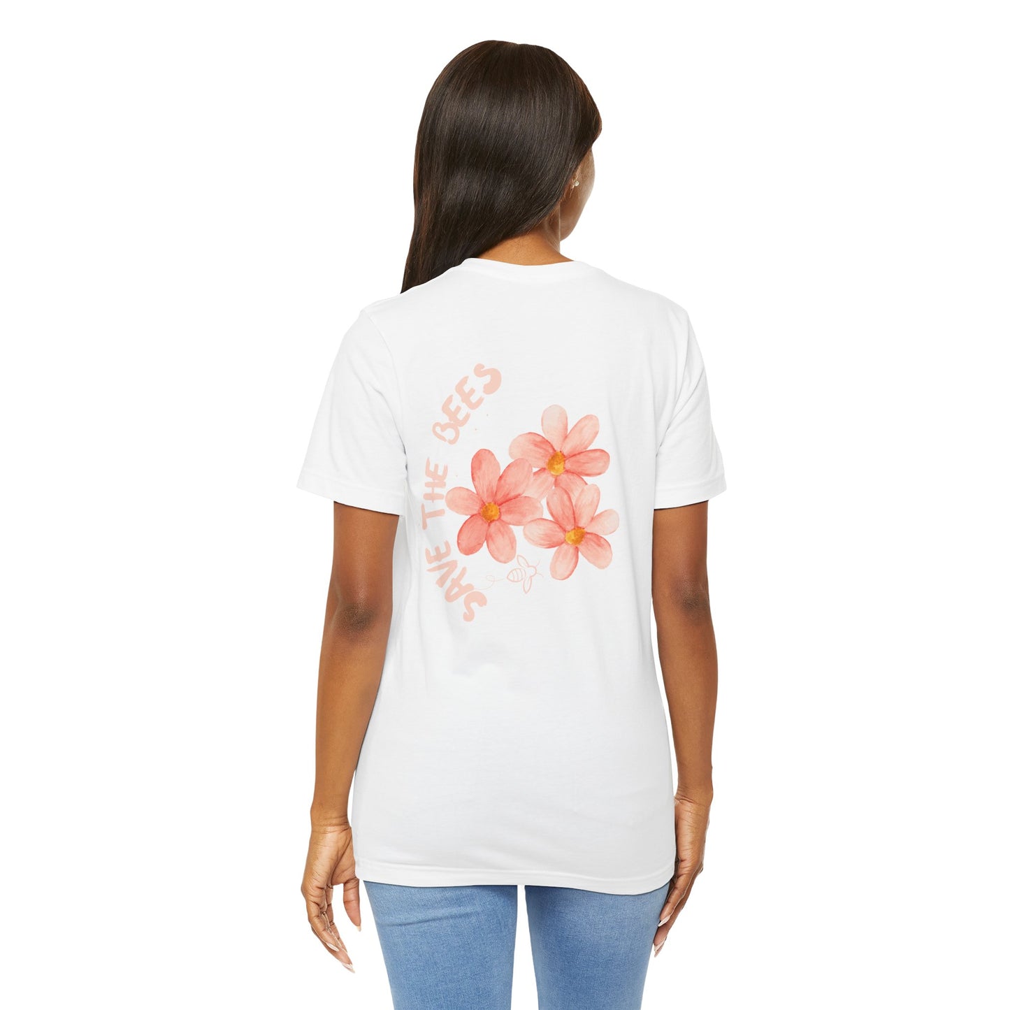 Save the Bees Peach Tree Bloom Unisex Tee - Eco-Friendly Short Sleeve Shirt