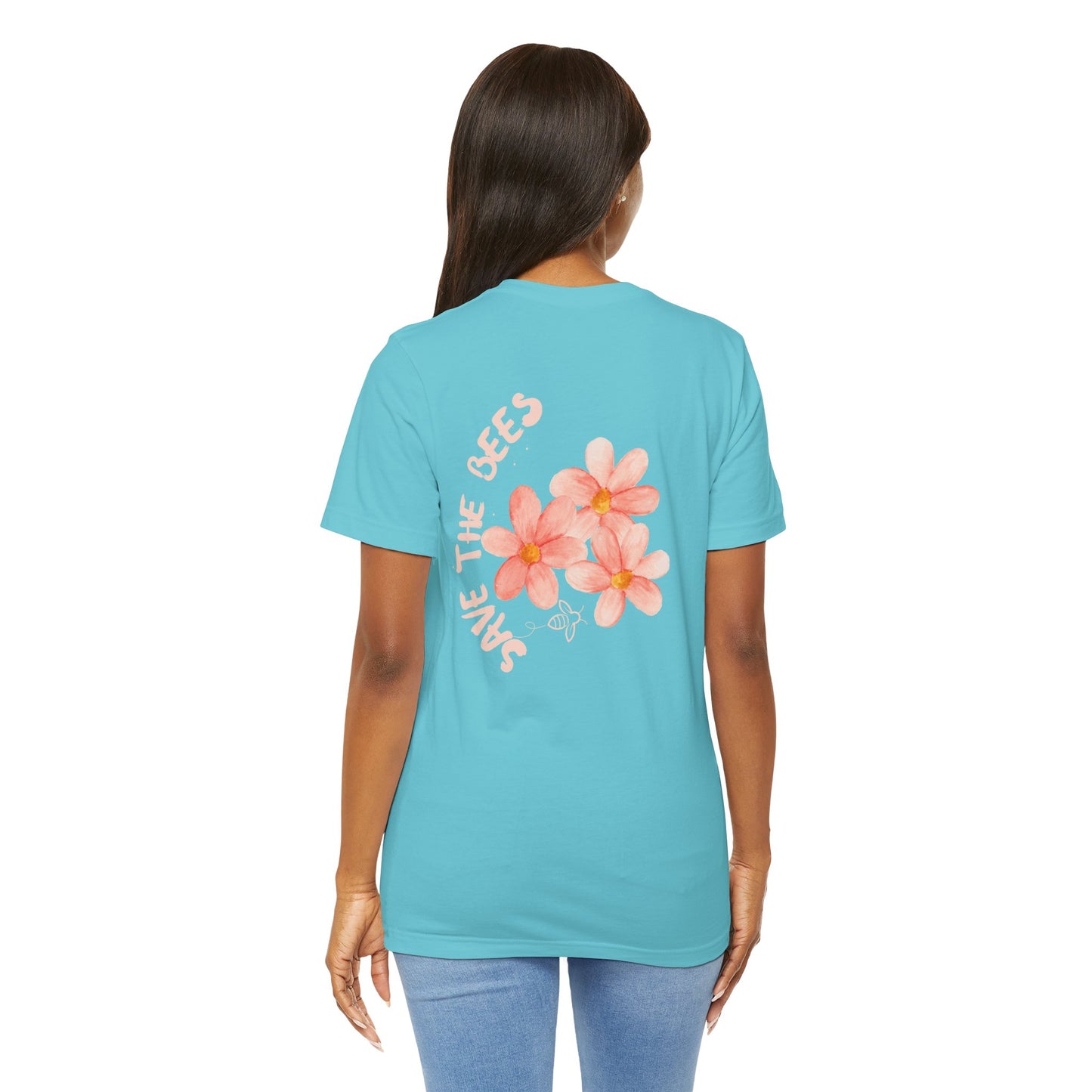 Save the Bees Peach Tree Bloom Unisex Tee - Eco-Friendly Short Sleeve Shirt
