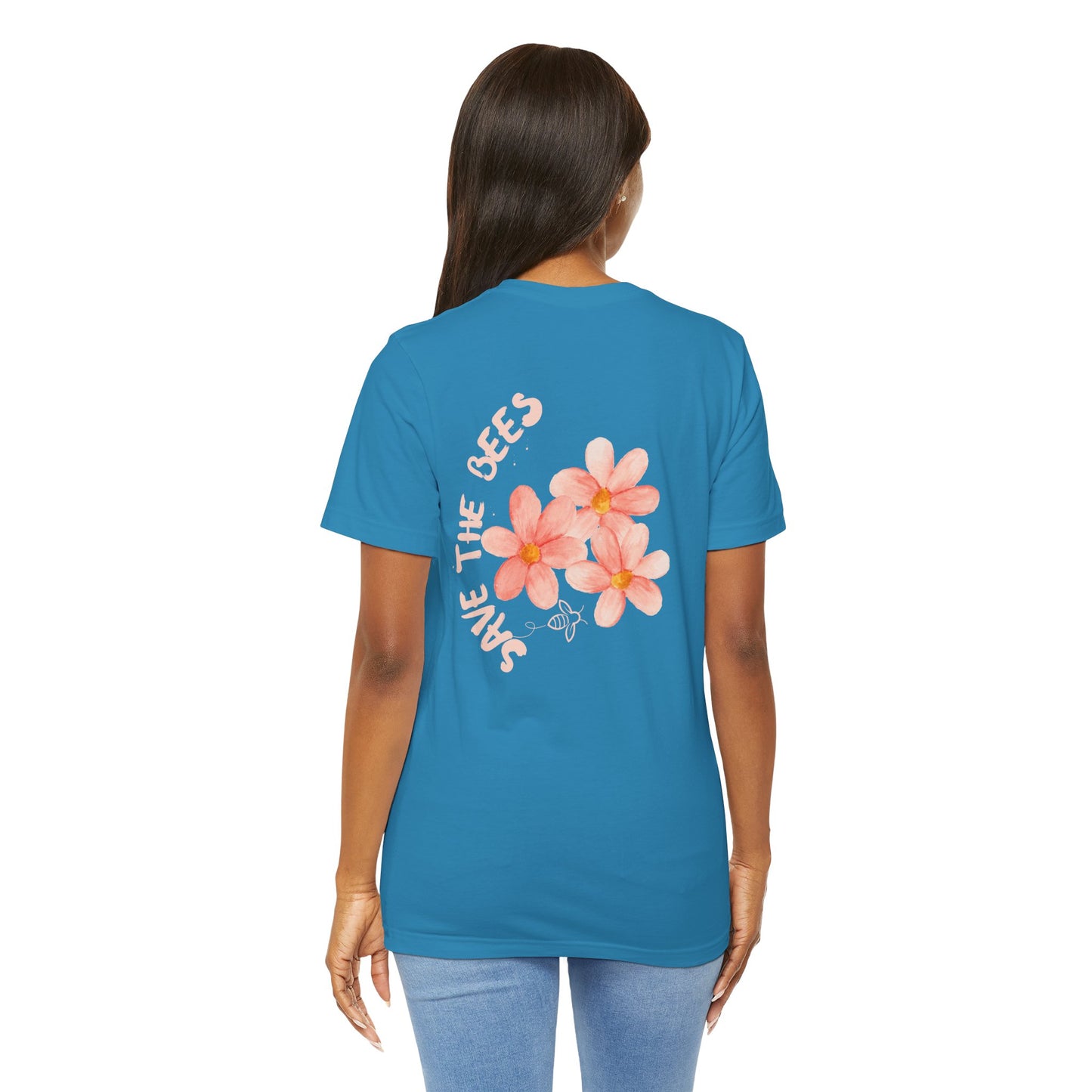 Save the Bees Peach Tree Bloom Unisex Tee - Eco-Friendly Short Sleeve Shirt