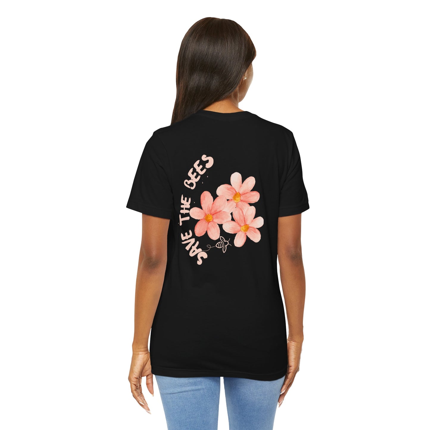 Save the Bees Peach Tree Bloom Unisex Tee - Eco-Friendly Short Sleeve Shirt