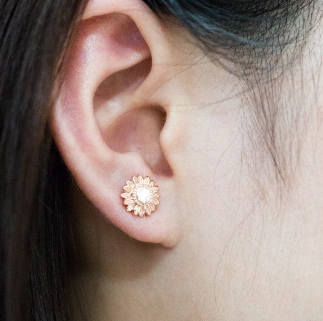 Genuine Crystal Sunflower Earrings