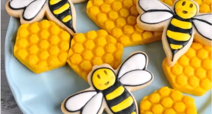 Happy Bee and Honeycomb Cookies