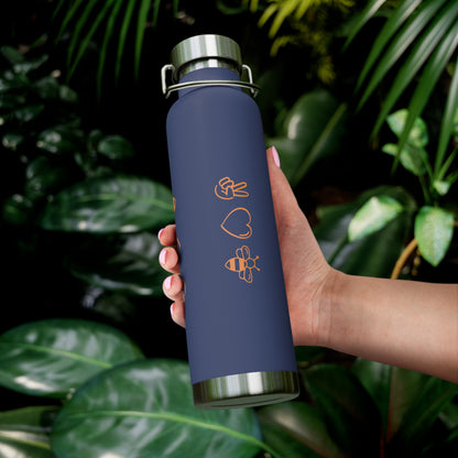 Peace, Love & Bees Copper Vacuum Insulated Bottle, 22oz