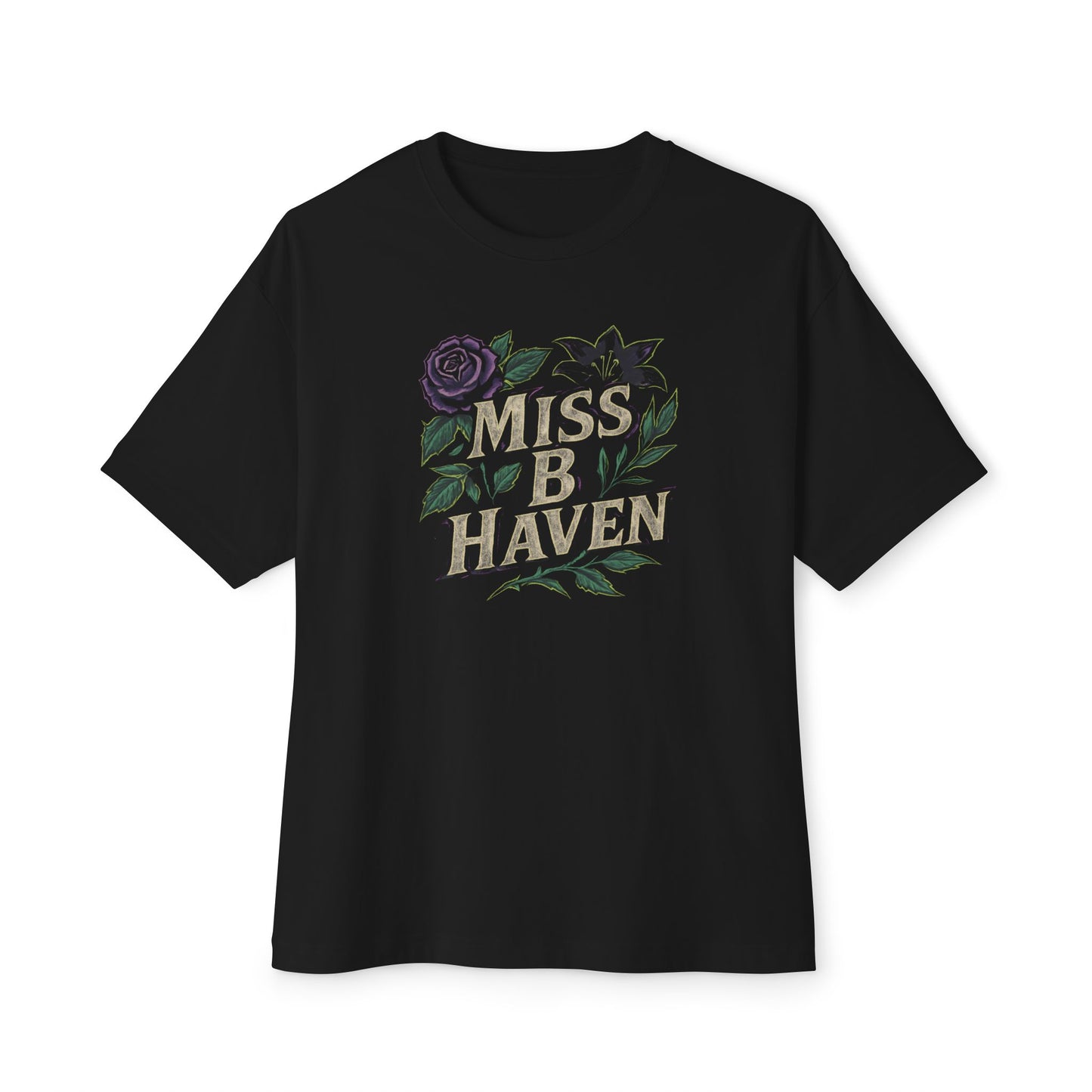 Purple Rose Oversized Boxy T-Shirt, Miss B Haven- Relaxed Fit