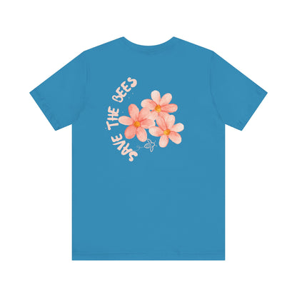 Save the Bees Peach Tree Bloom Unisex Tee - Eco-Friendly Short Sleeve Shirt