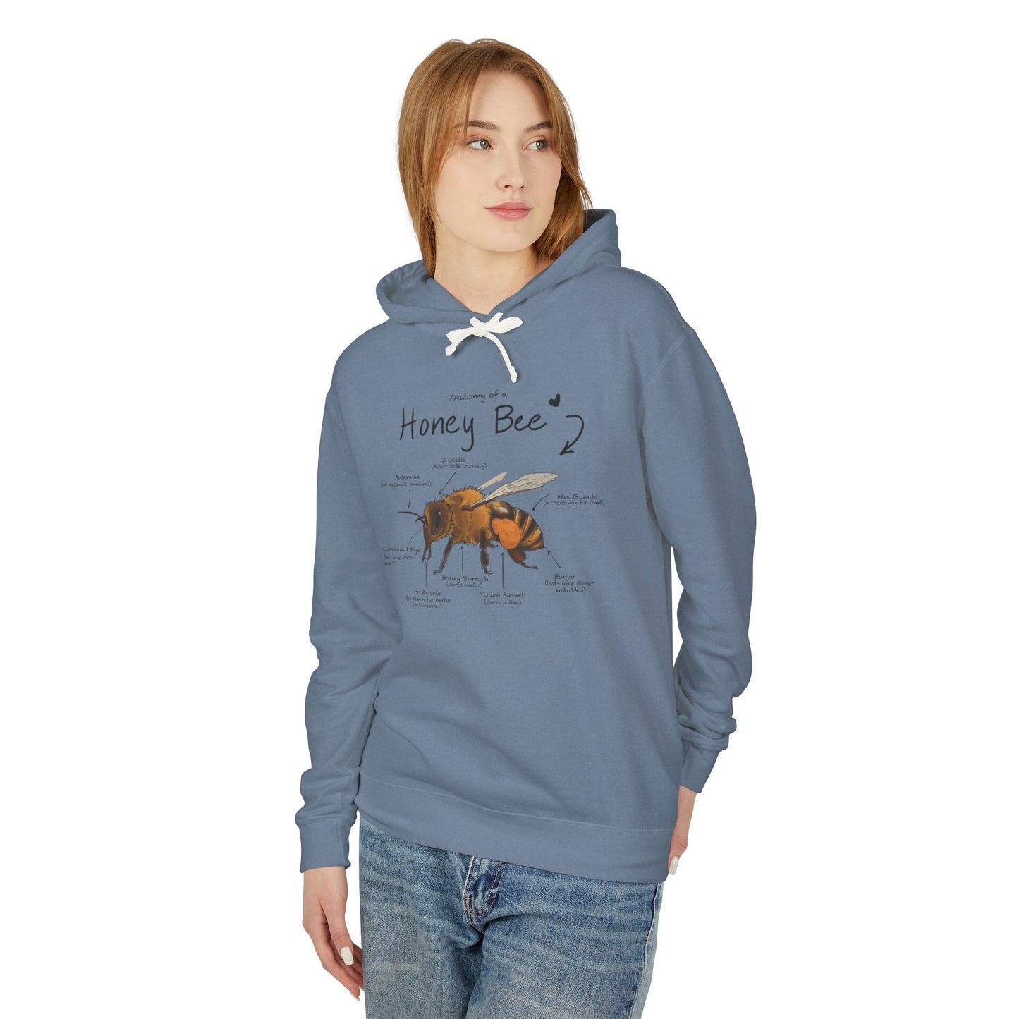 Bee Anatomy Lightweight Hoodie - Bee Lover Gift