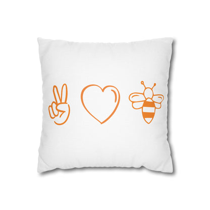 Peace Love & Bees Polyester Square Pillowcase