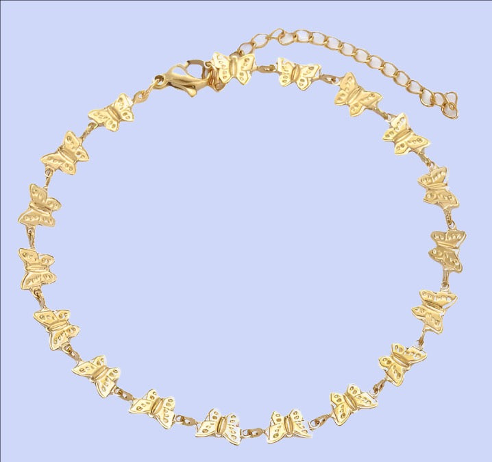 18K Gold Multi Butterfly Bracelet