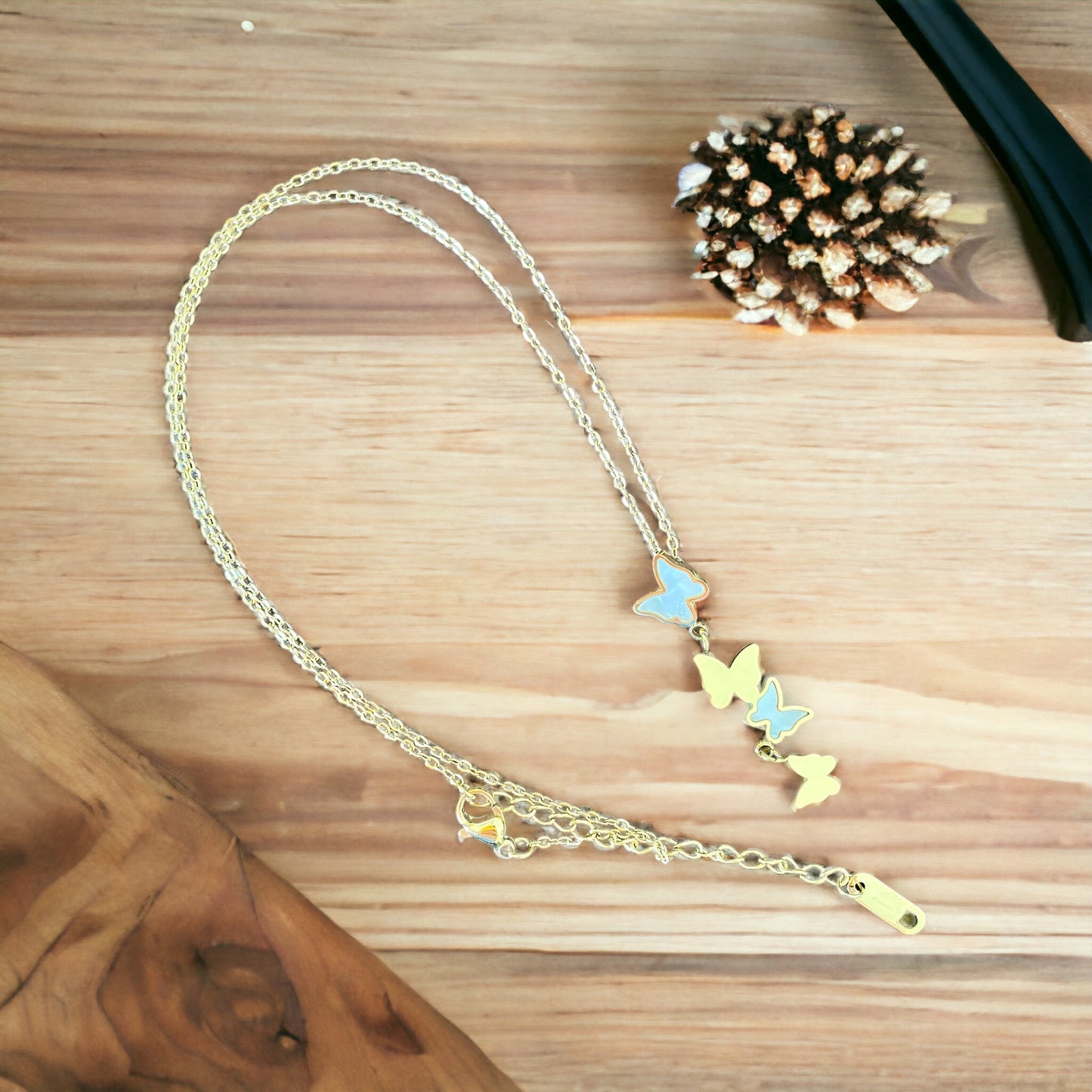 18Kt Gold Multi Butterfly Necklace