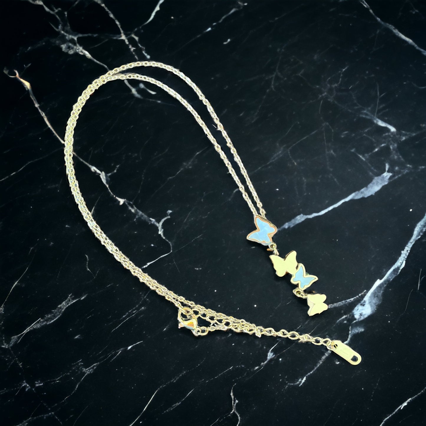 18Kt Gold Multi Butterfly Necklace