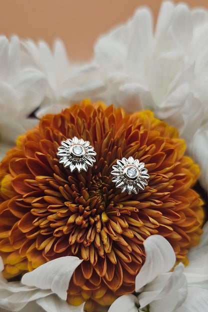 Genuine Crystal Sunflower Earrings