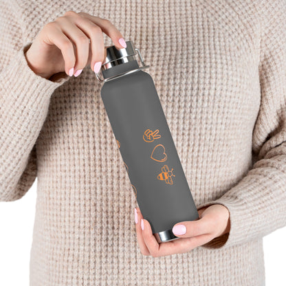 Peace, Love & Bees Copper Vacuum Insulated Bottle, 22oz