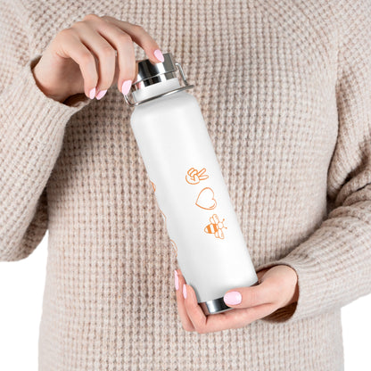 Peace, Love & Bees Copper Vacuum Insulated Bottle, 22oz