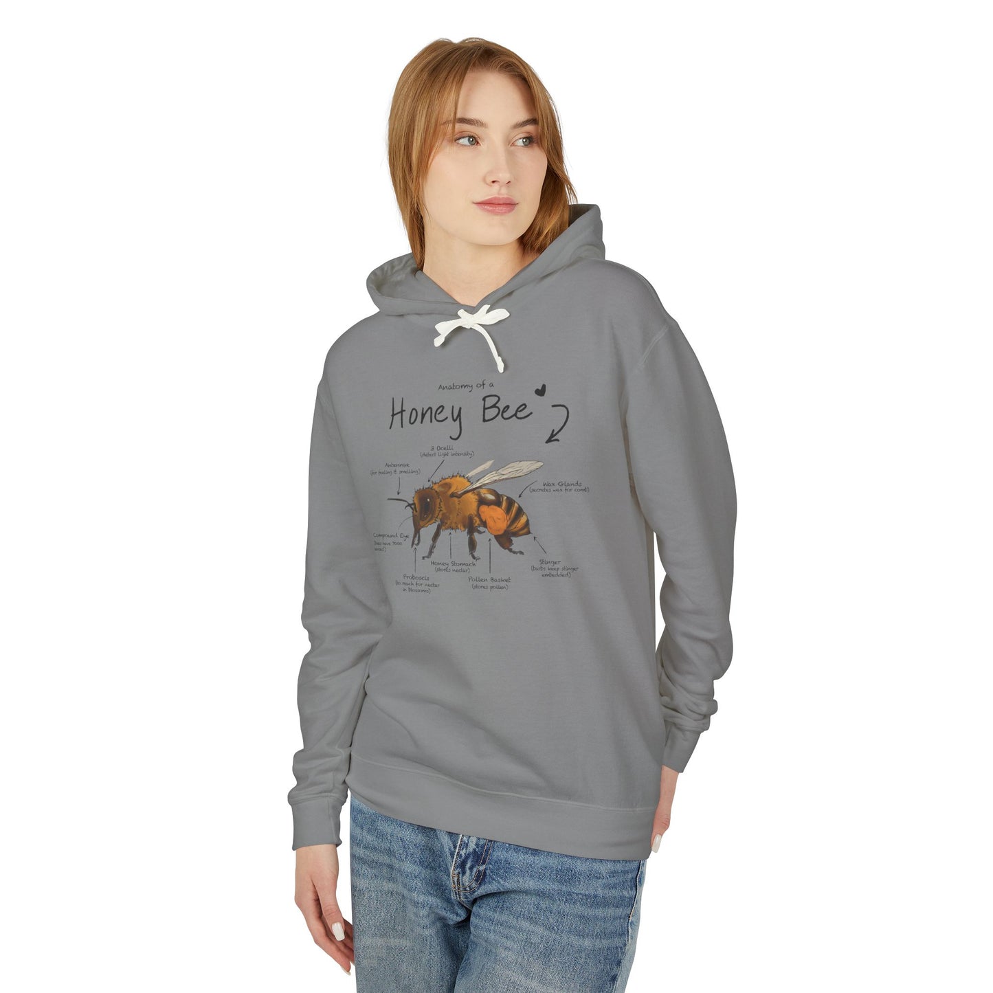 Bee Anatomy Lightweight Hoodie - Bee Lover Gift