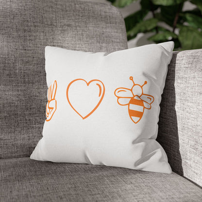 Peace Love & Bees Polyester Square Pillowcase