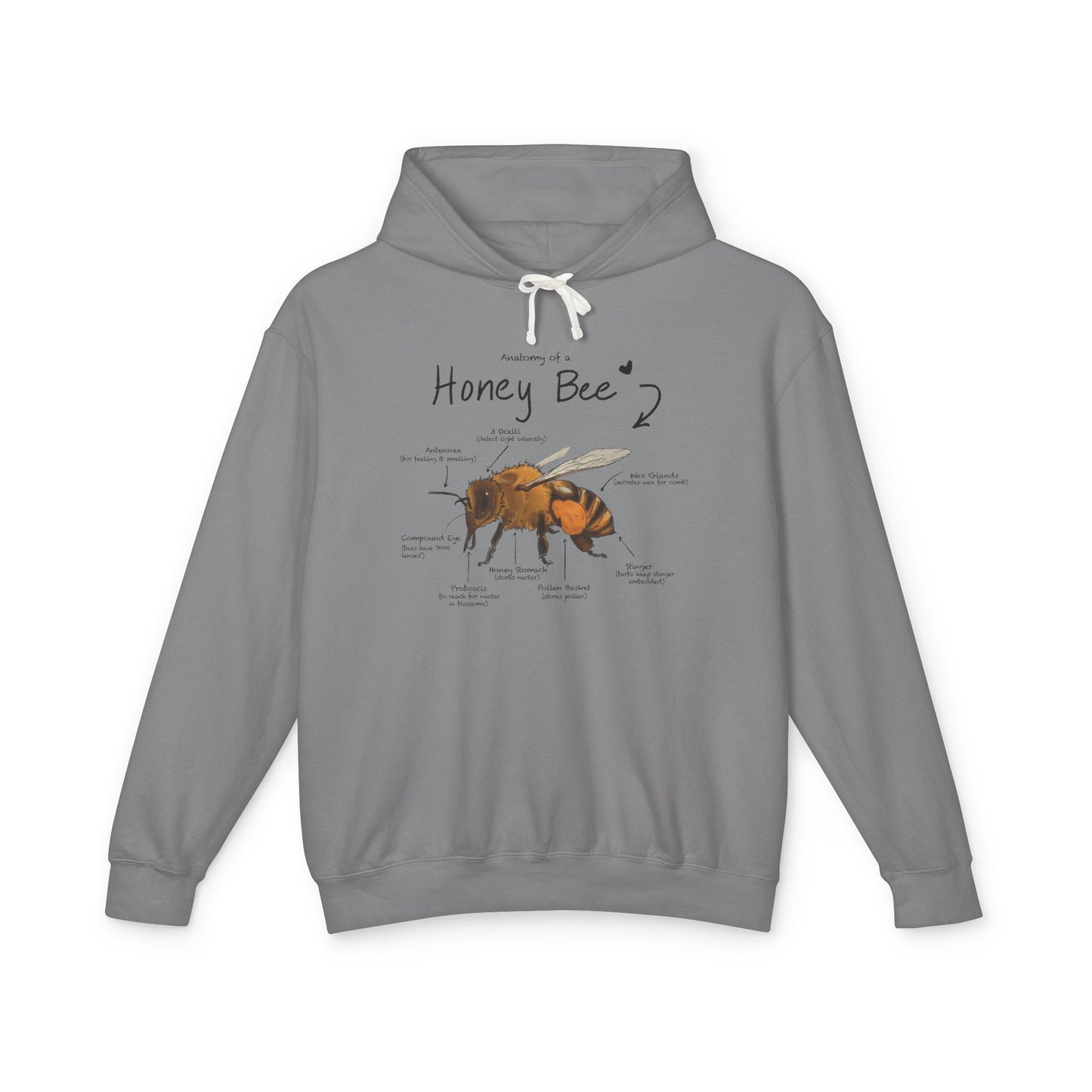 Bee Anatomy Lightweight Hoodie - Bee Lover Gift