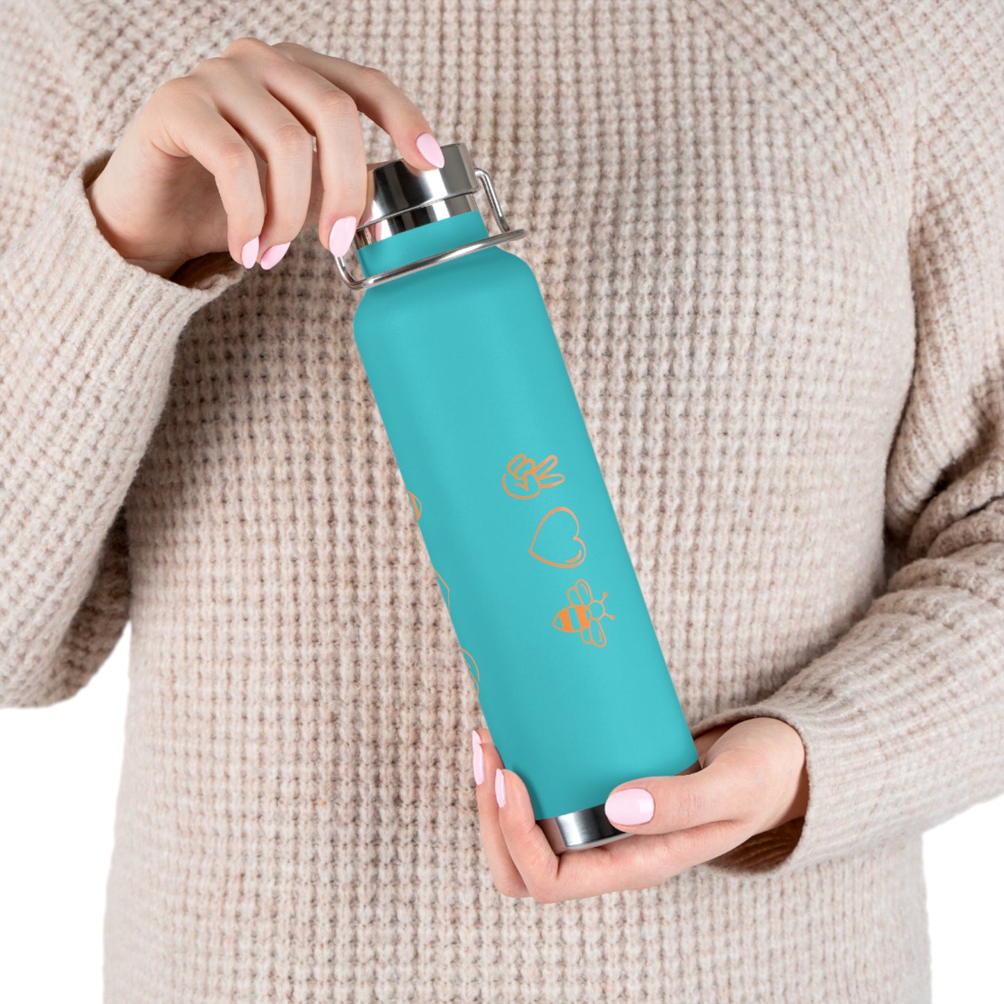 Peace, Love & Bees Copper Vacuum Insulated Bottle, 22oz