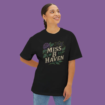 Purple Rose Oversized Boxy T-Shirt, Miss B Haven- Relaxed Fit