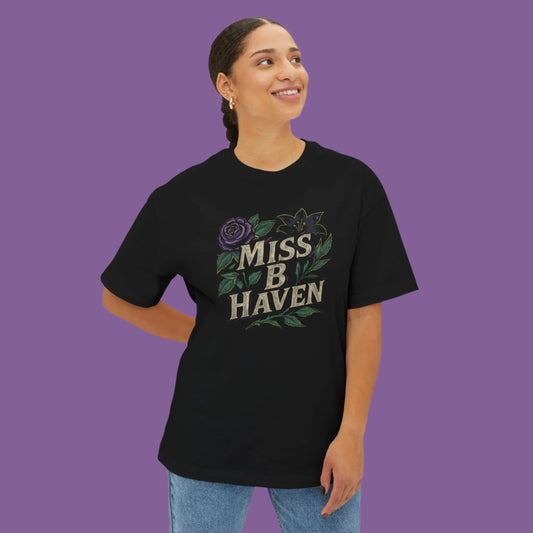 Purple Rose Oversized Boxy T-Shirt, Miss B Haven- Relaxed Fit
