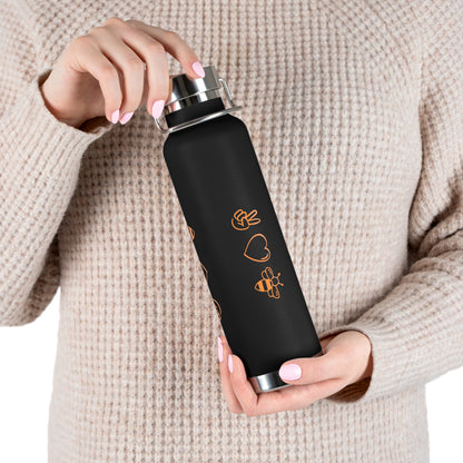 Peace, Love & Bees Copper Vacuum Insulated Bottle, 22oz