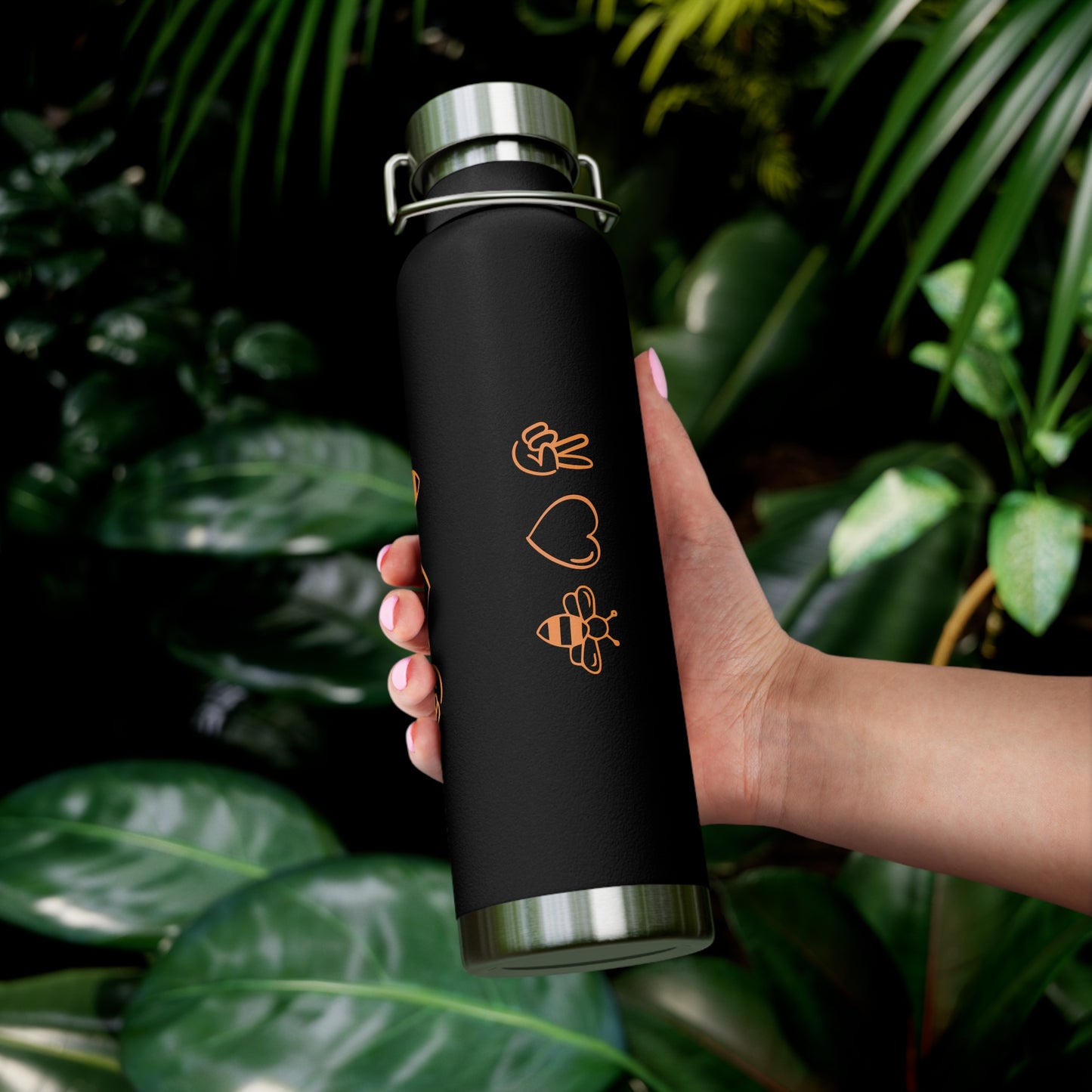 Peace, Love & Bees Copper Vacuum Insulated Bottle, 22oz