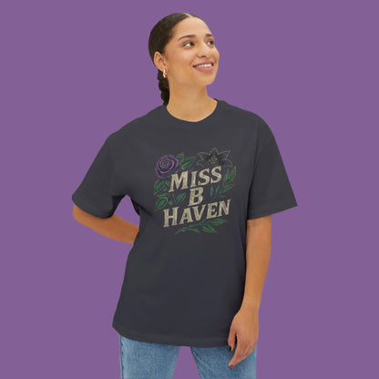 Purple Rose Oversized Boxy T-Shirt, Miss B Haven- Relaxed Fit
