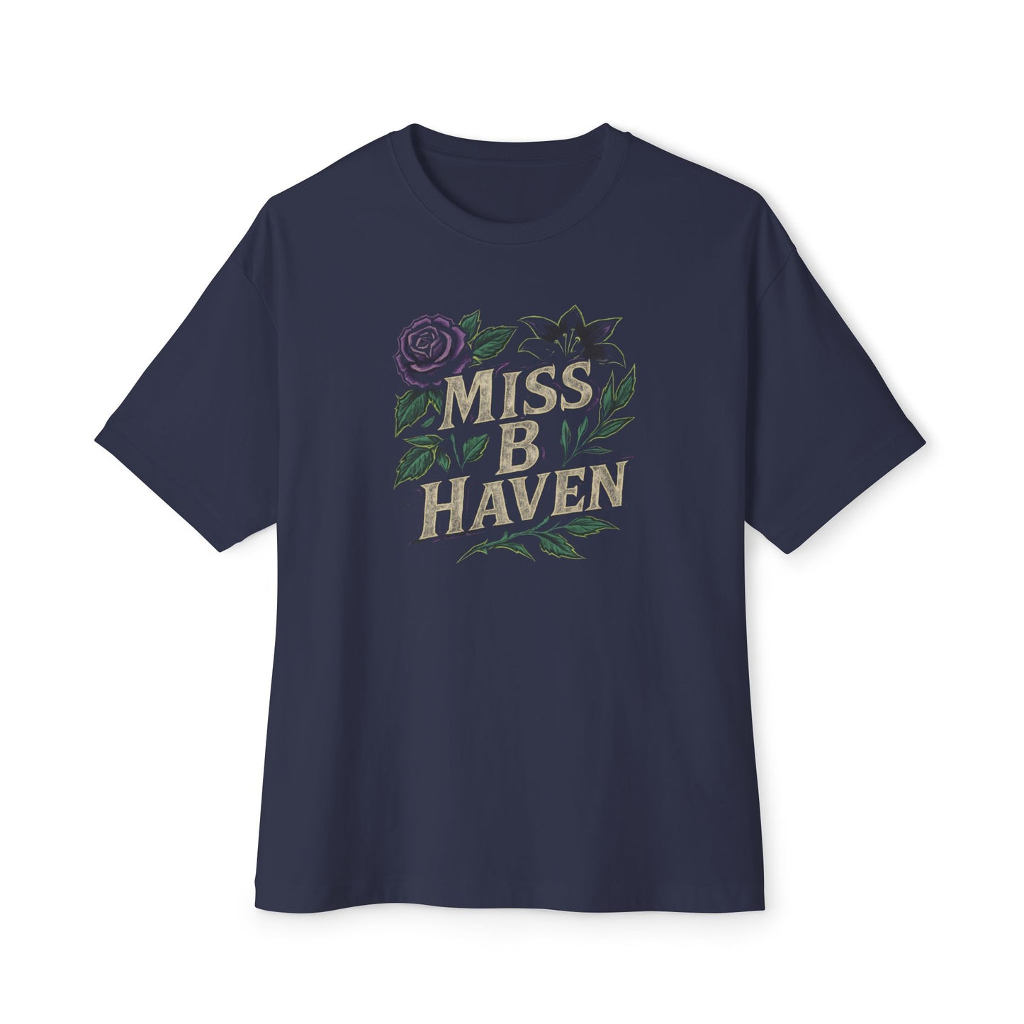 Purple Rose Oversized Boxy T-Shirt, Miss B Haven- Relaxed Fit