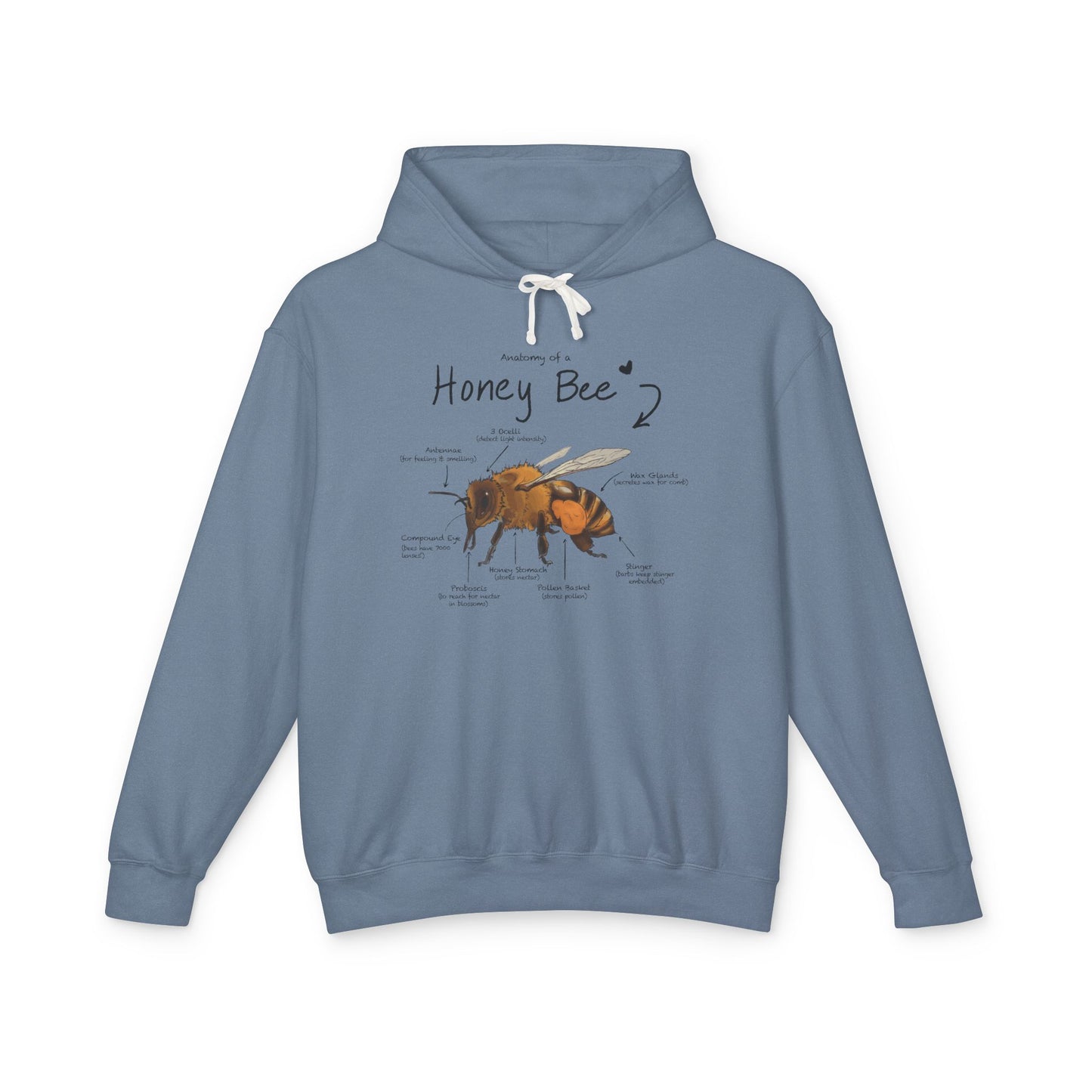 Bee Anatomy Lightweight Hoodie - Bee Lover Gift