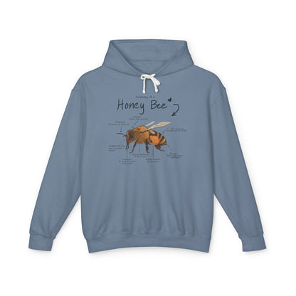 Bee Anatomy Lightweight Hoodie - Bee Lover Gift