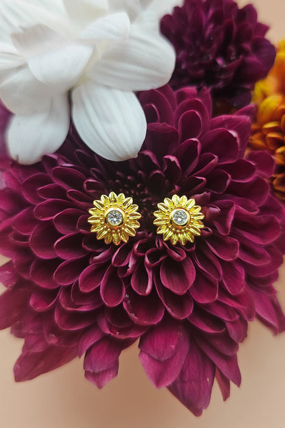 Genuine Crystal Sunflower Earrings