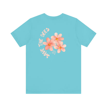 Save the Bees Peach Tree Bloom Unisex Tee - Eco-Friendly Short Sleeve Shirt