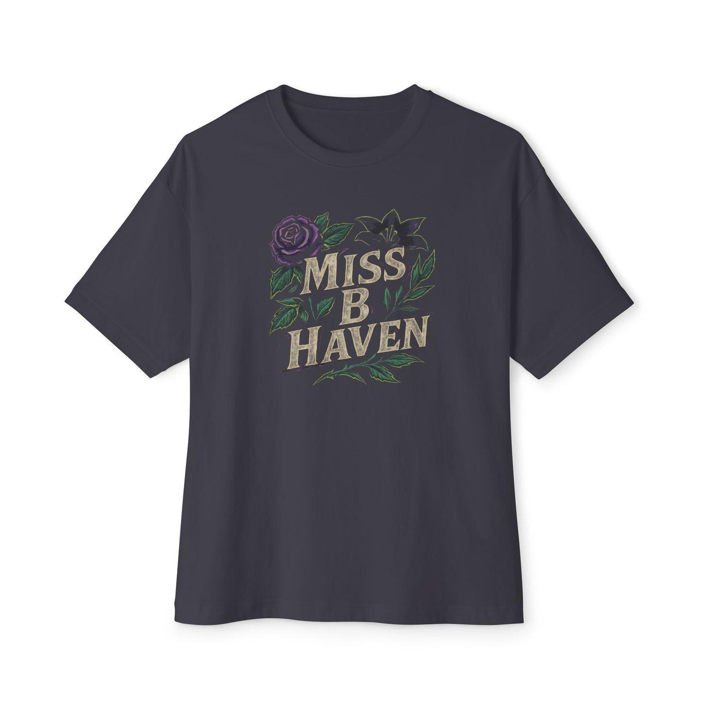 Purple Rose Oversized Boxy T-Shirt, Miss B Haven- Relaxed Fit