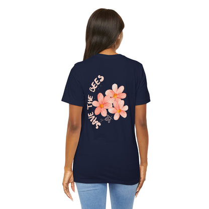 Save the Bees Peach Tree Bloom Unisex Tee - Eco-Friendly Short Sleeve Shirt