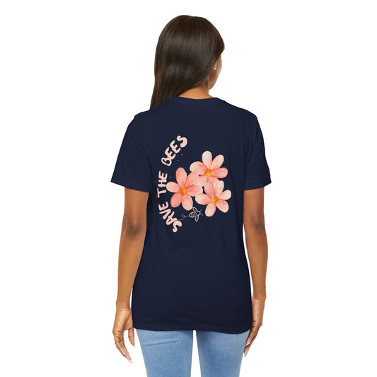 Save the Bees Peach Tree Bloom Unisex Tee - Eco-Friendly Short Sleeve Shirt