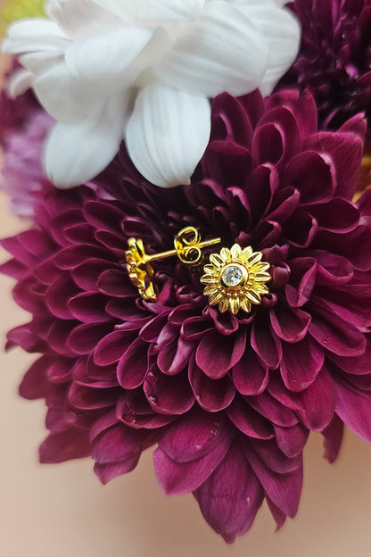 Genuine Crystal Sunflower Earrings