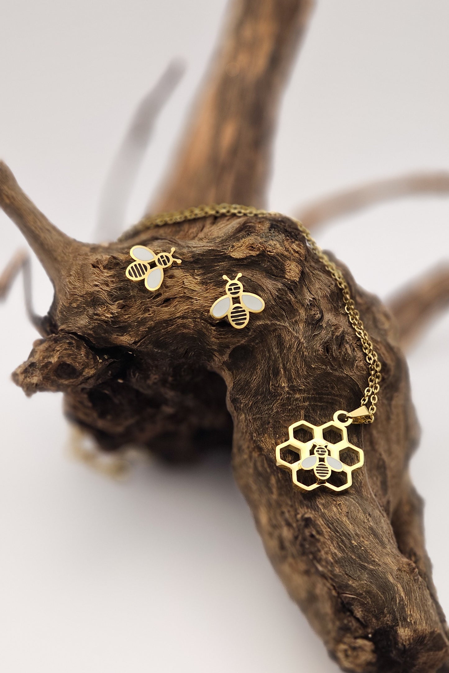 Honeycomb Bee Necklace & Earring Set