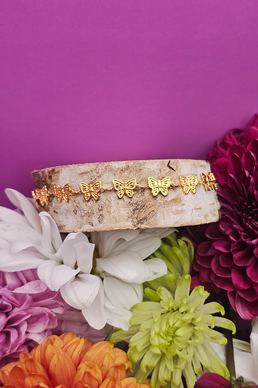 18K Gold Multi Butterfly Bracelet
