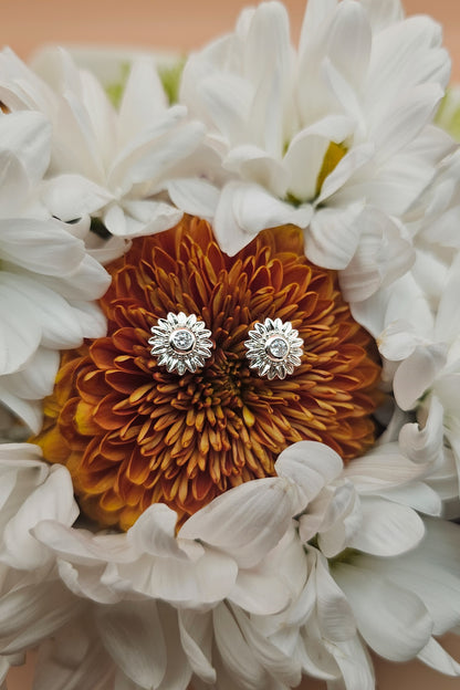 Genuine Crystal Sunflower Earrings