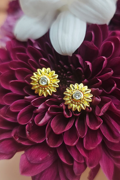 Genuine Crystal Sunflower Earrings