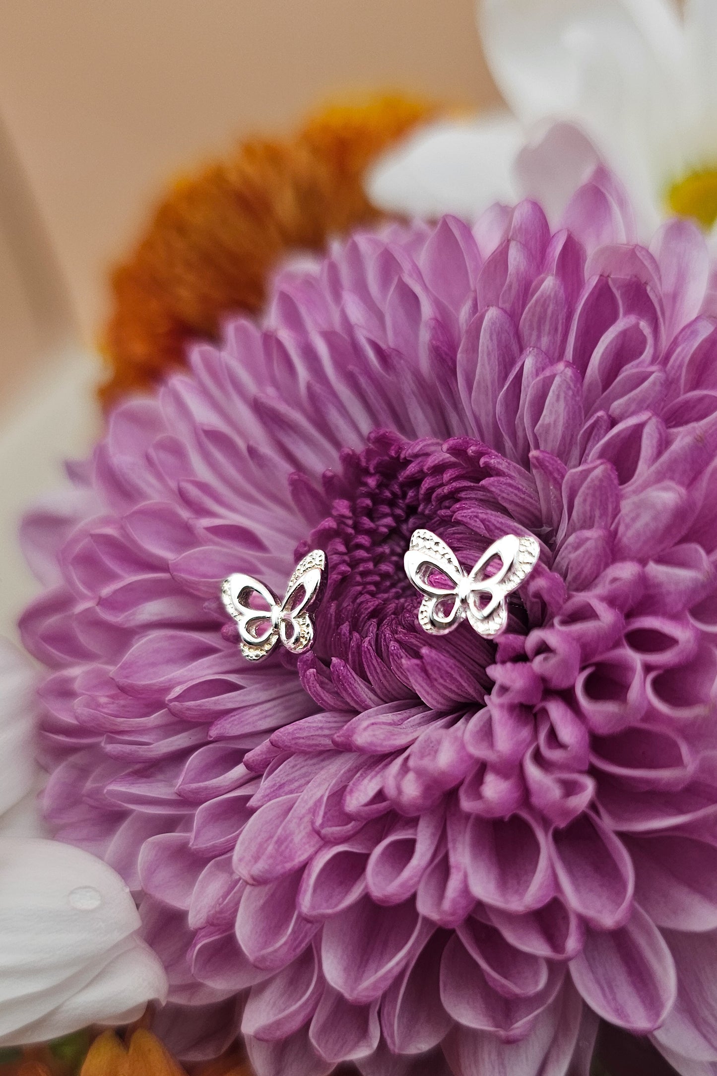 Whimsical Silver Butterfly Earrings