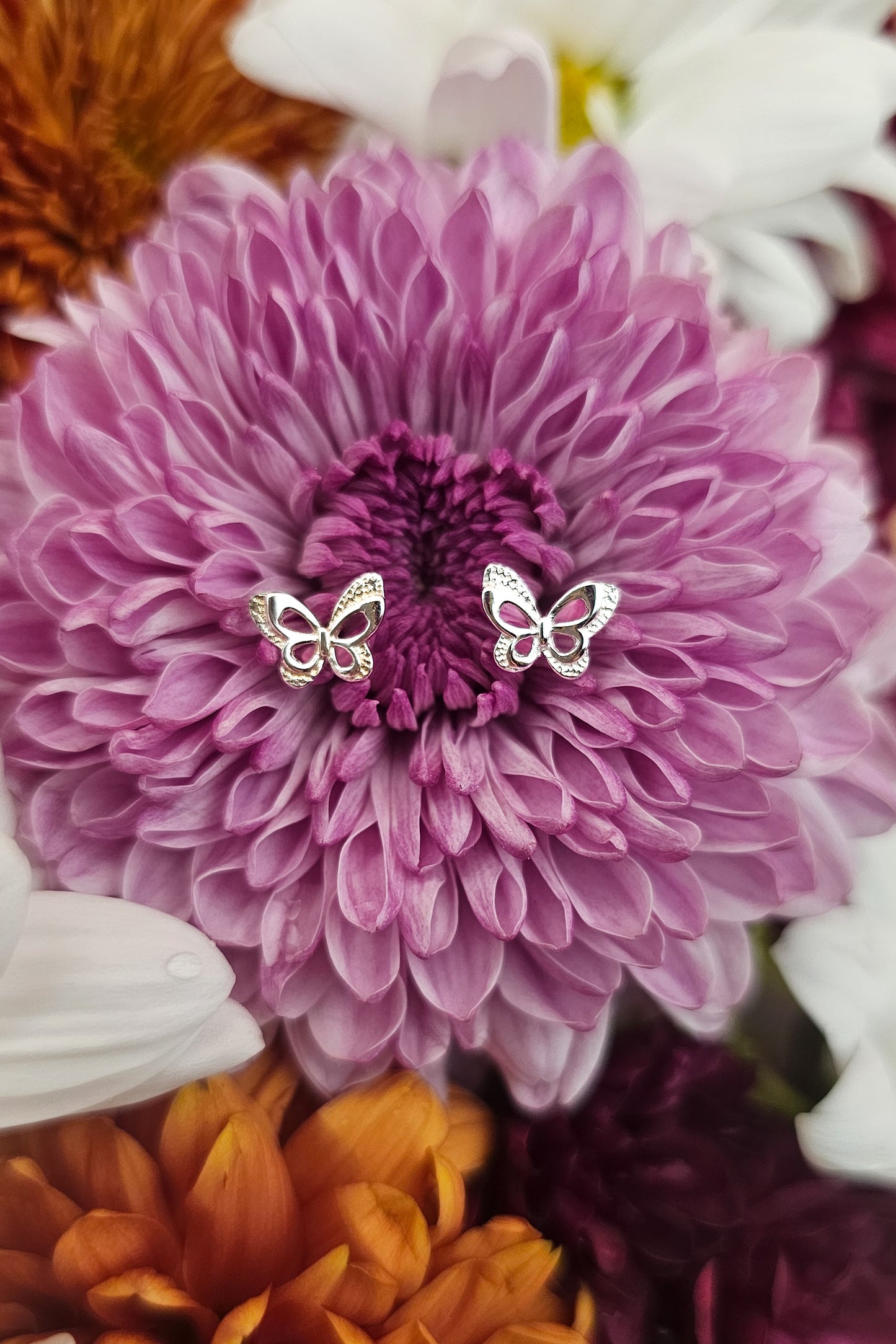 Whimsical Silver Butterfly Earrings