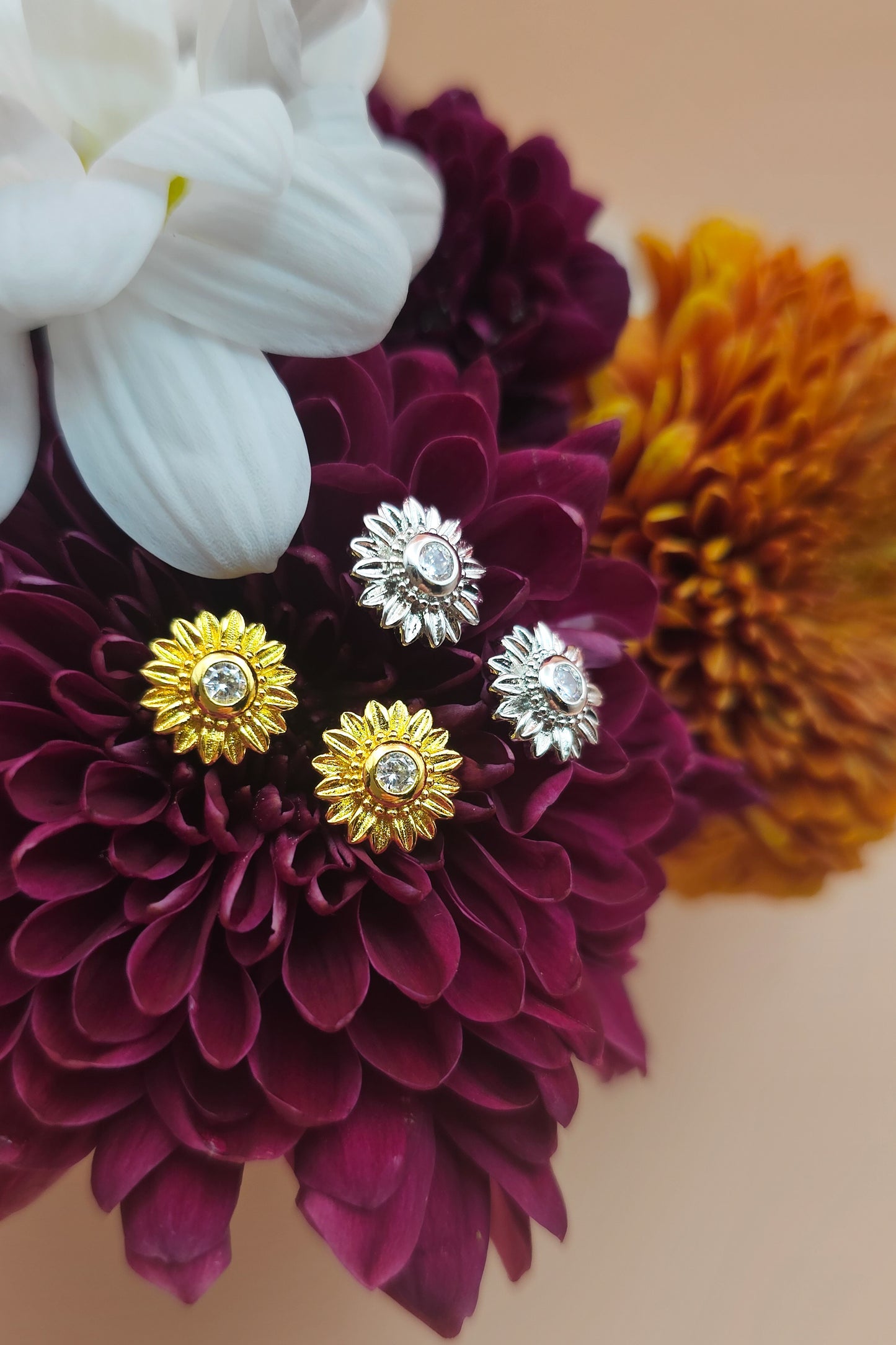 Genuine Crystal Sunflower Earrings