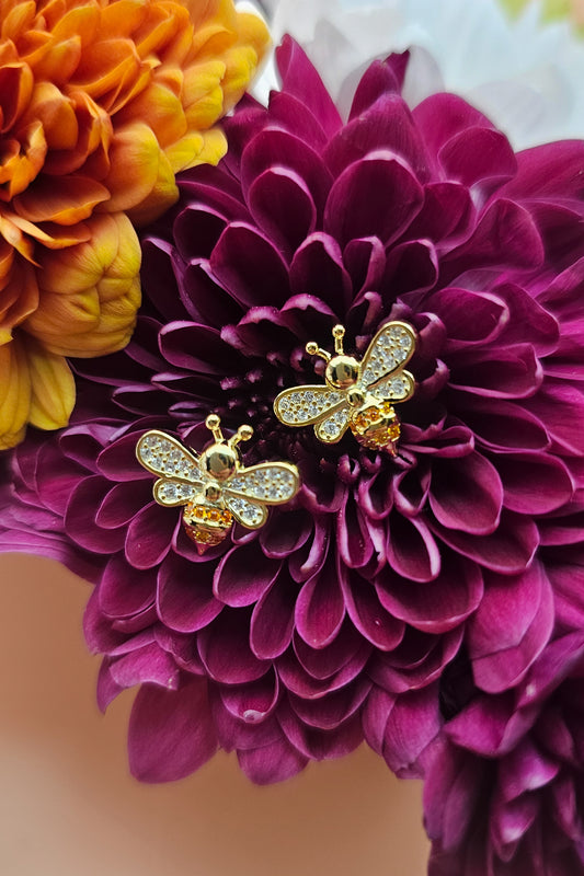 Bee Genuine Crystal Bee Earrings