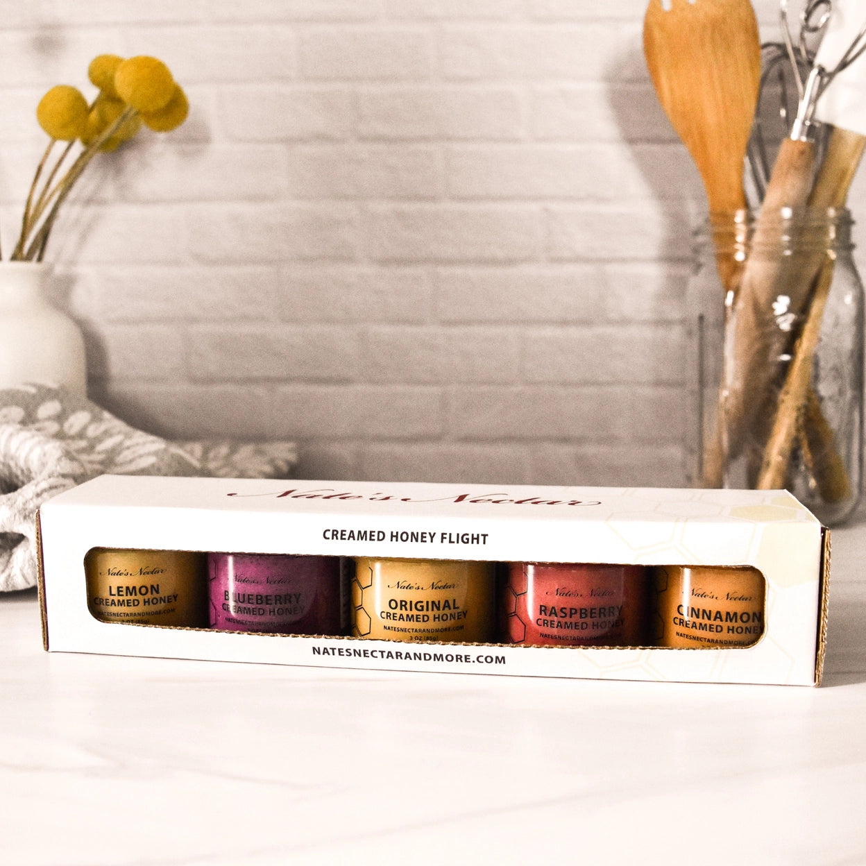 Nate’s Nectar Creamed Honey Flight – 5-Flavor Sampler Gift Set