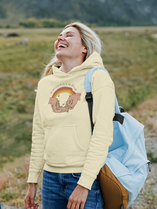 "Bee-auty is in the eye of the bee-holder" Lightweight Hoodie - Bee Lover Gift