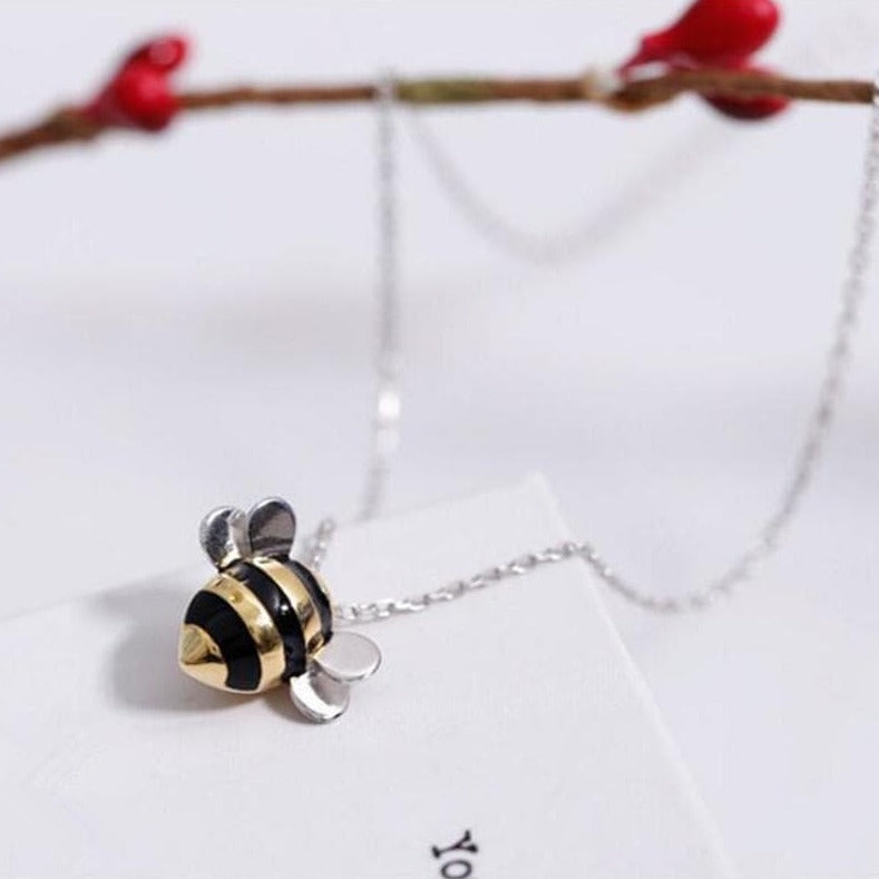 "Bee Inspired" Silver & Gold Bumblebee Necklace