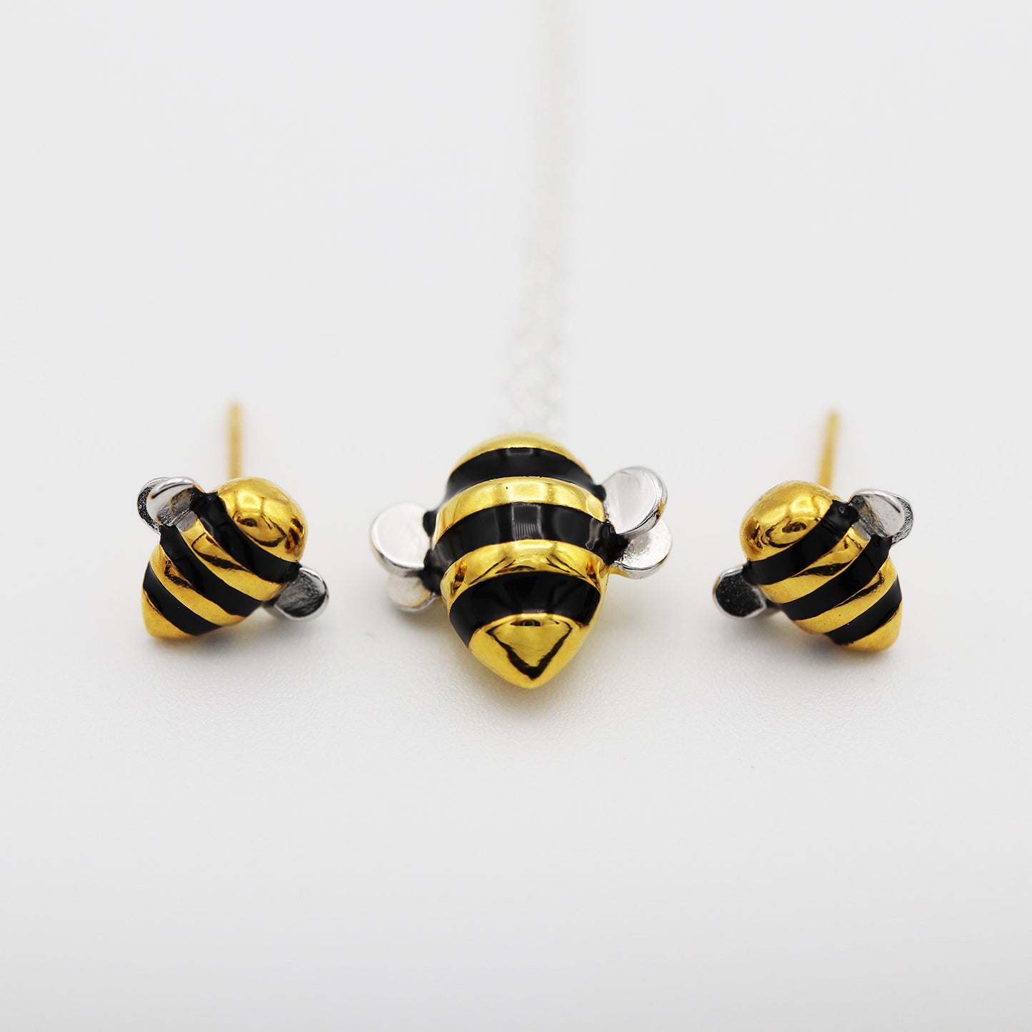 Bee-Inspired Bumblebee Necklace + Earring Set