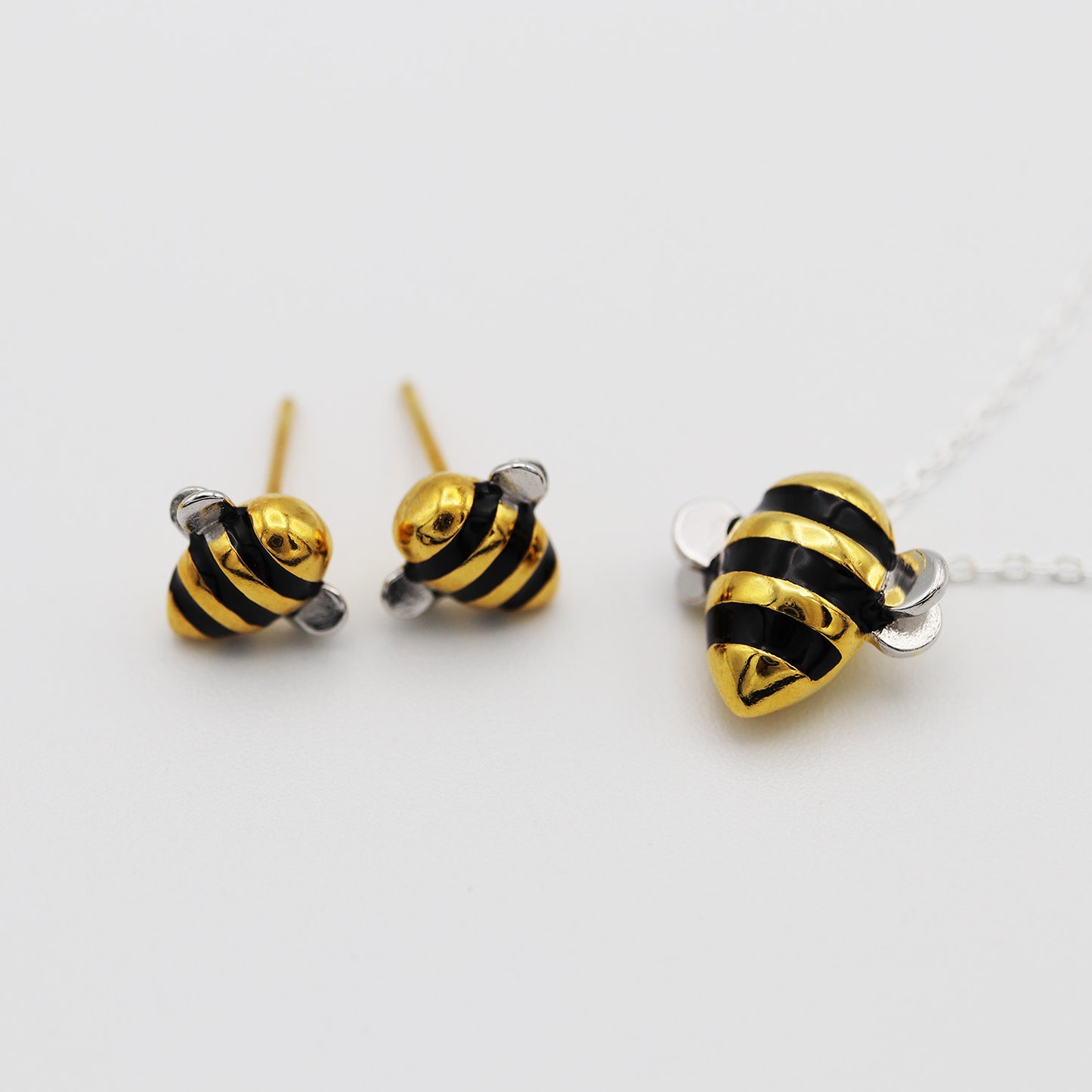 Bee-Inspired Bumblebee Necklace + Earring Set