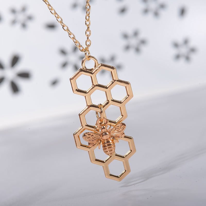 Honeycomb and bee necklace sale